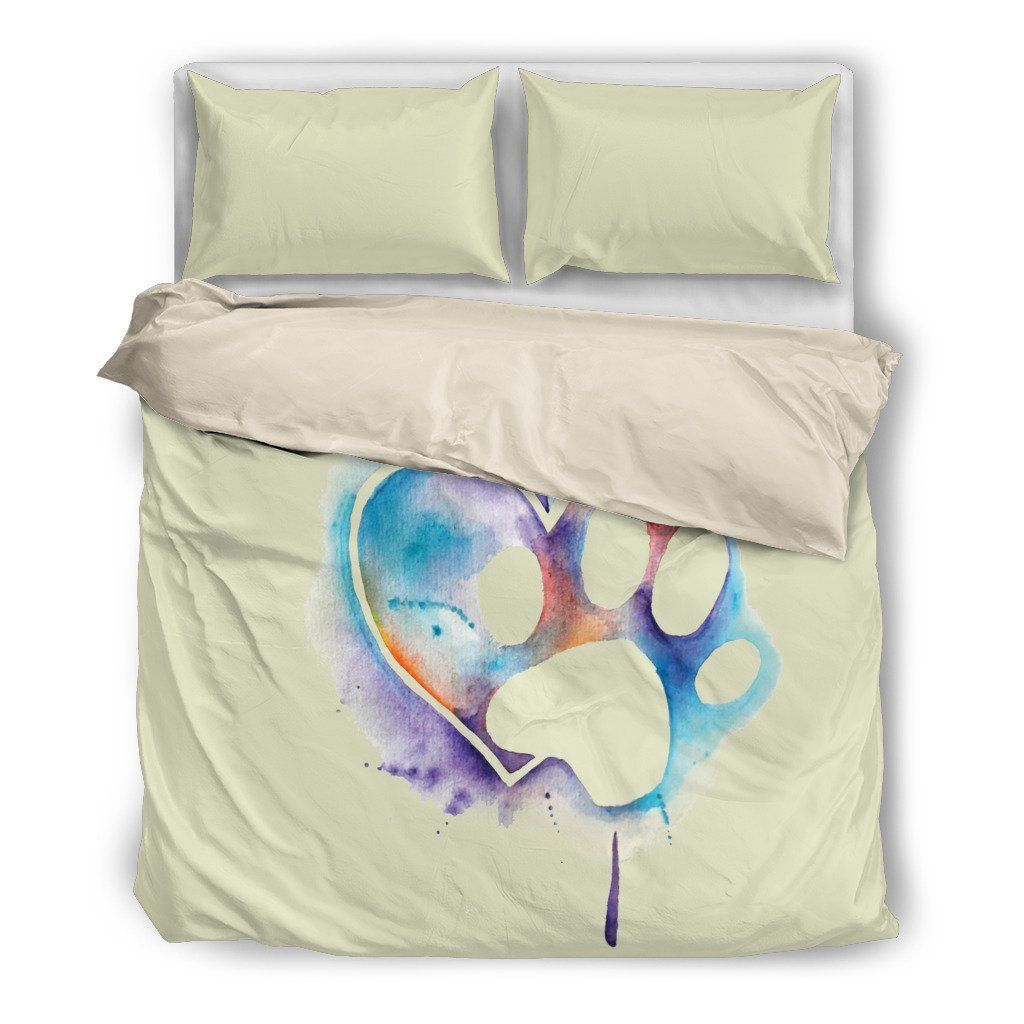 Painted Heart Paw Themed Bedding Set