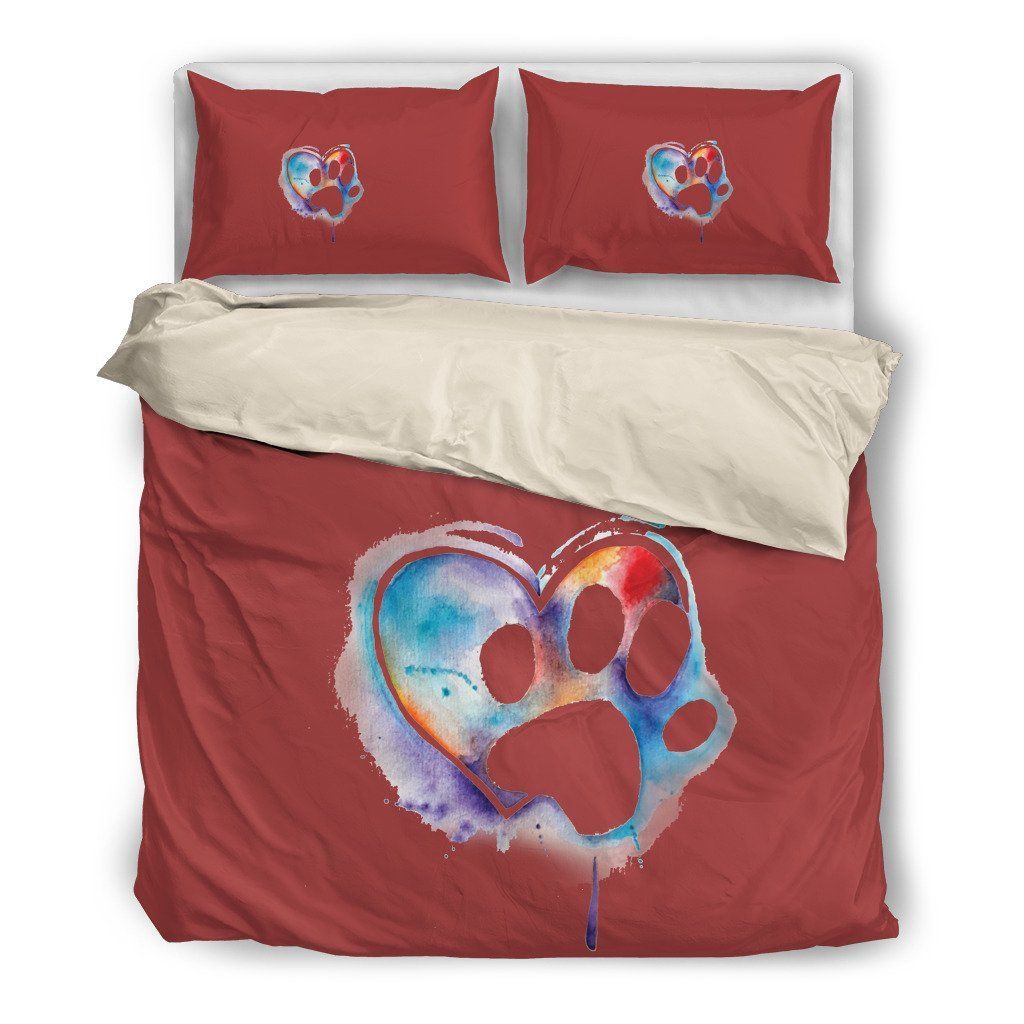 Painted Paw Red Themed Bedding Set
