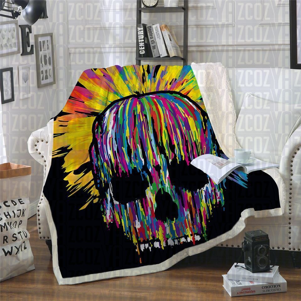 Painted Skull Sherpa Fleece Blanket