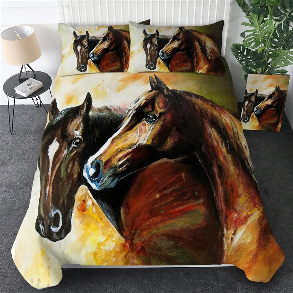 Painting Of Pair Of Horses Bedding Set