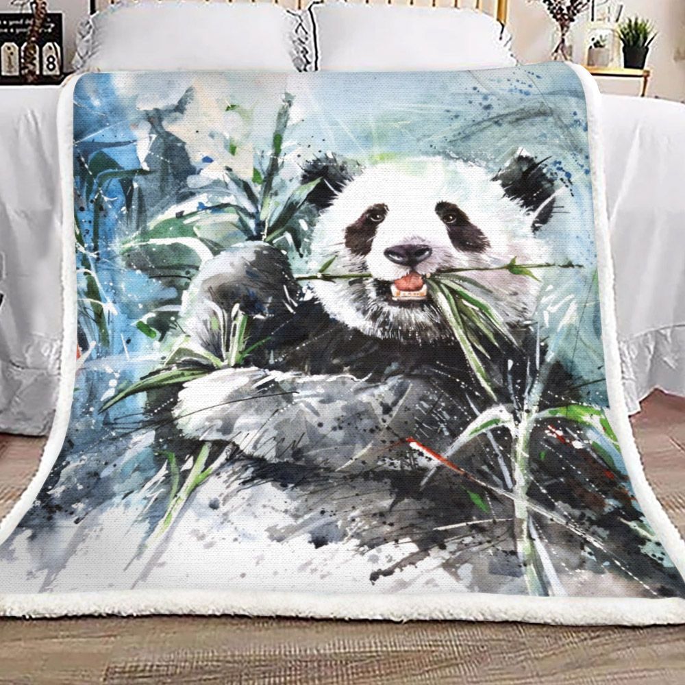 Painting Panda Sherpa Fleece Blanket