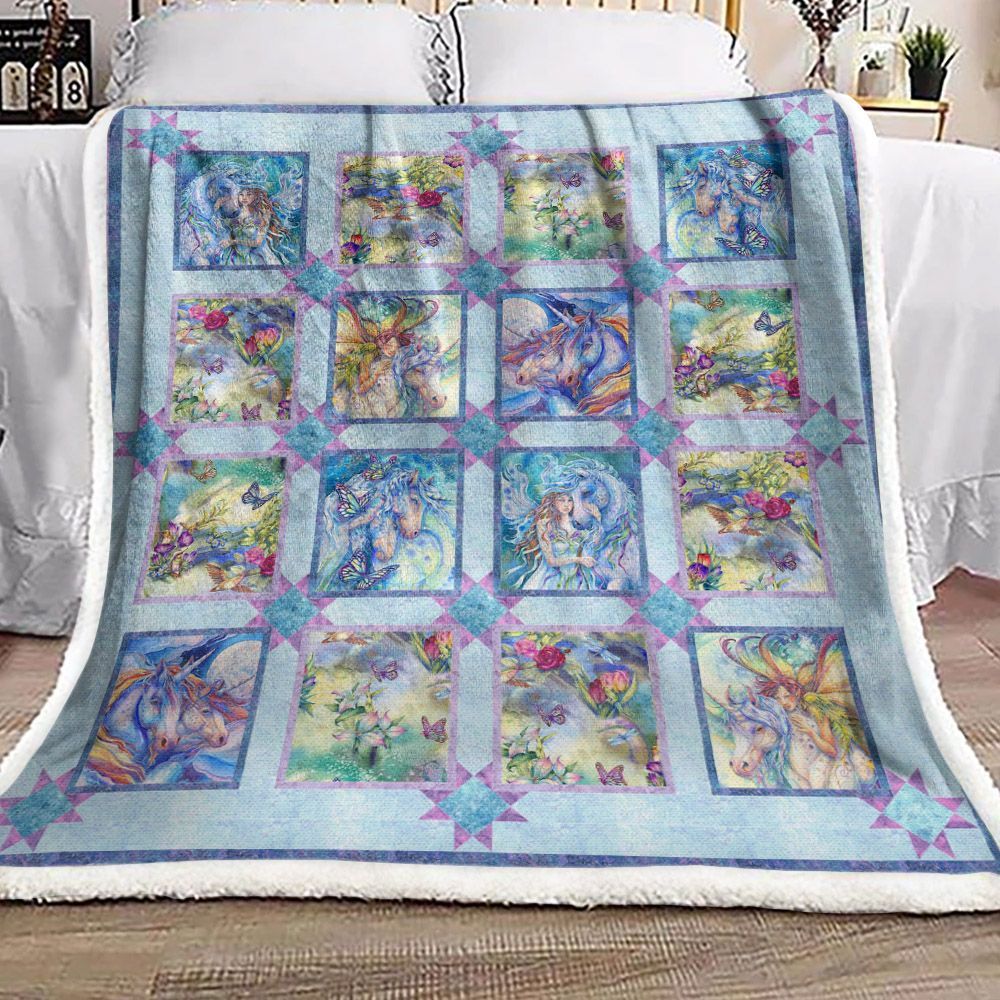 Painting Unicorn Sherpa Fleece Blanket
