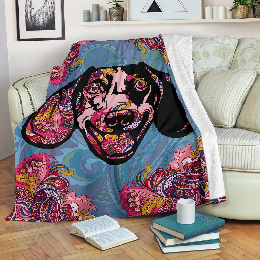 Paisley Dachshund Sherpa Fleece Blanket