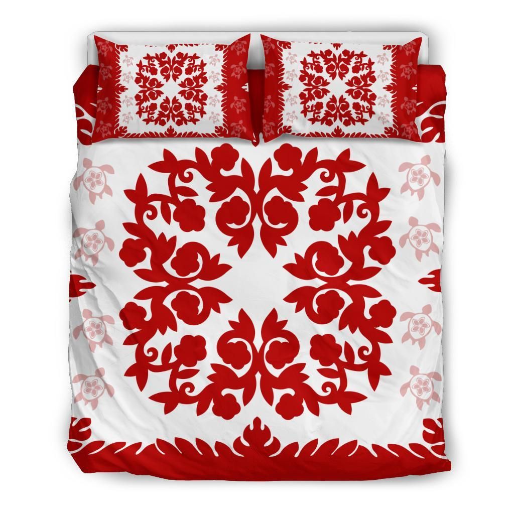 Paisley Design Plumeria Medallion Red Bedding Set