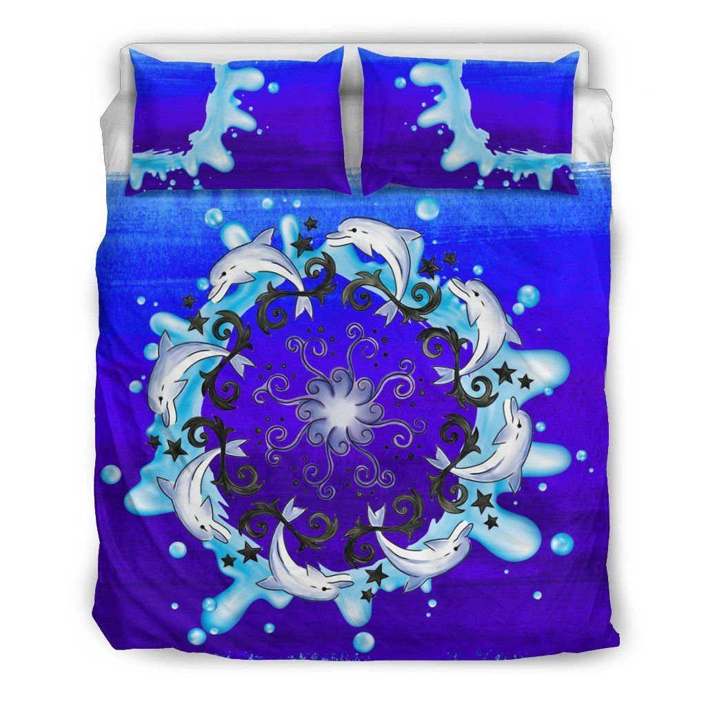 Paisley Dolphin Circle Blue Bedding Set