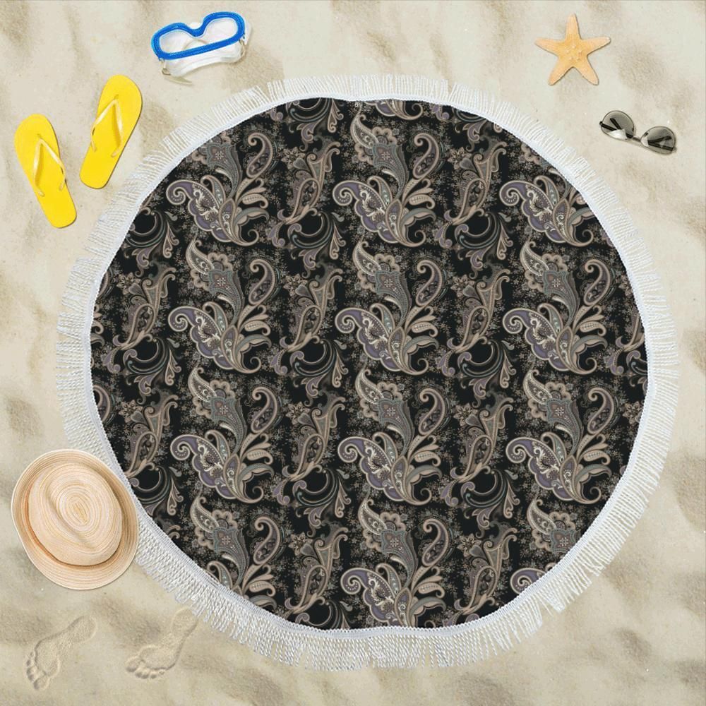 Paisley Mandala Design Print Round Beach Towel
