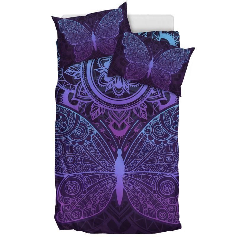 Paisley Textured Butterfly Purple Bedding Set