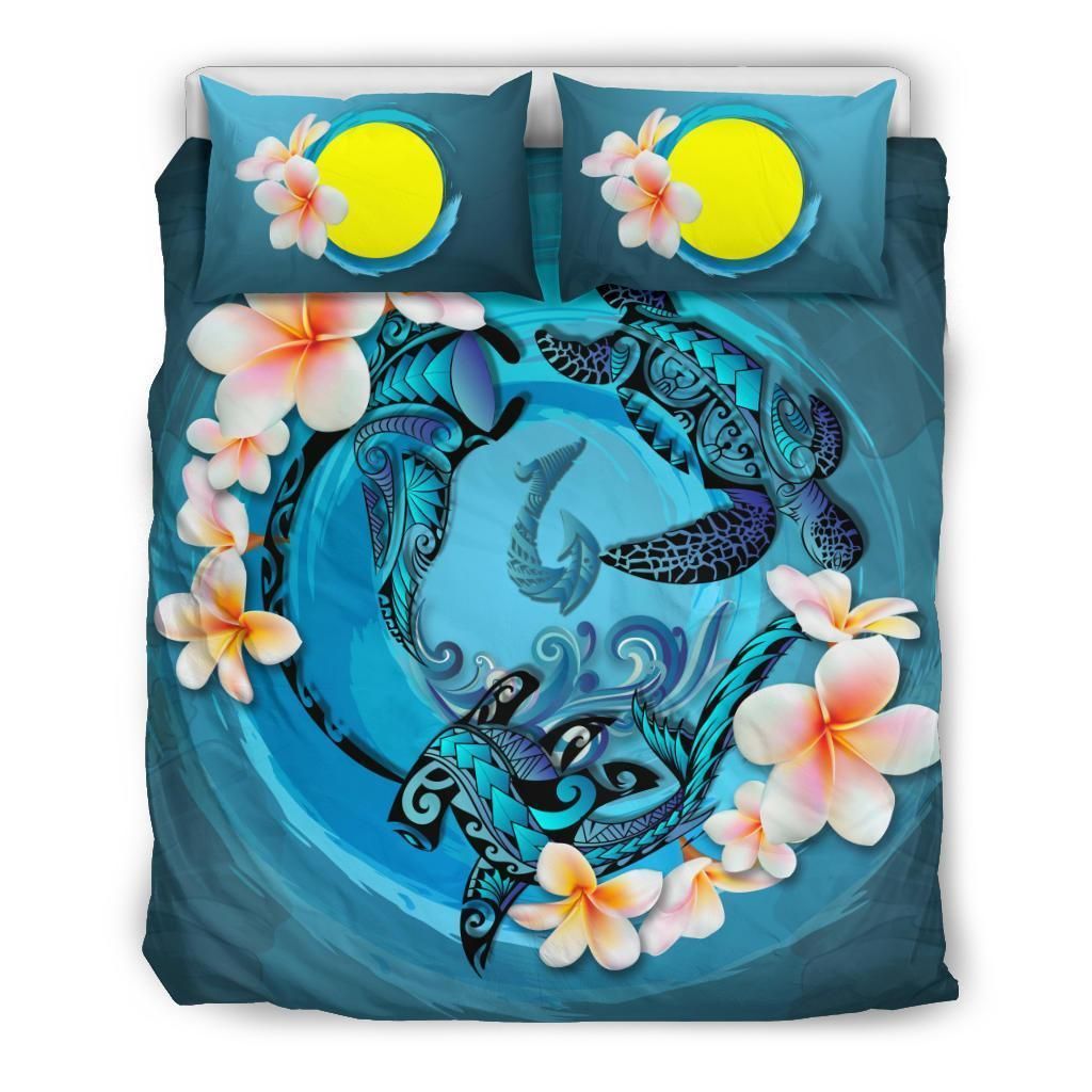 Palau Blue Plumeria Animal Tattoo Bedding Set
