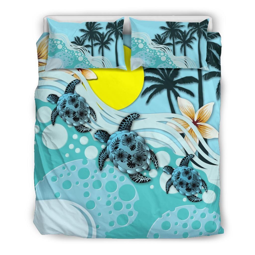 Palau Blue Turtle Hibiscus Bedding Set