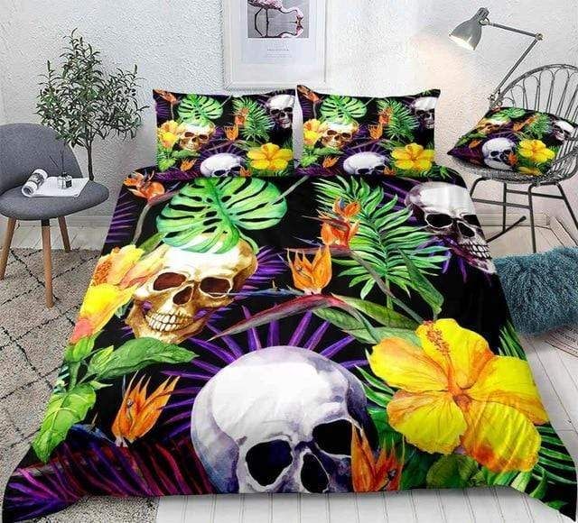 Palm Leaves Skull Bedding Set