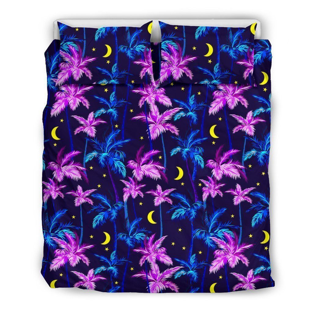 Palm Tree Night Scene Design Print Bedding Set