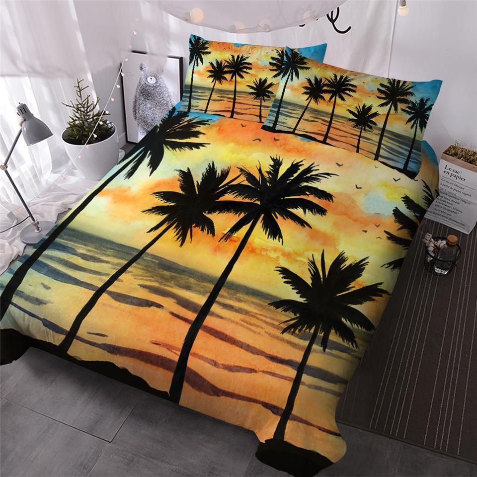 Palm Trees During Sunset Bedding Set