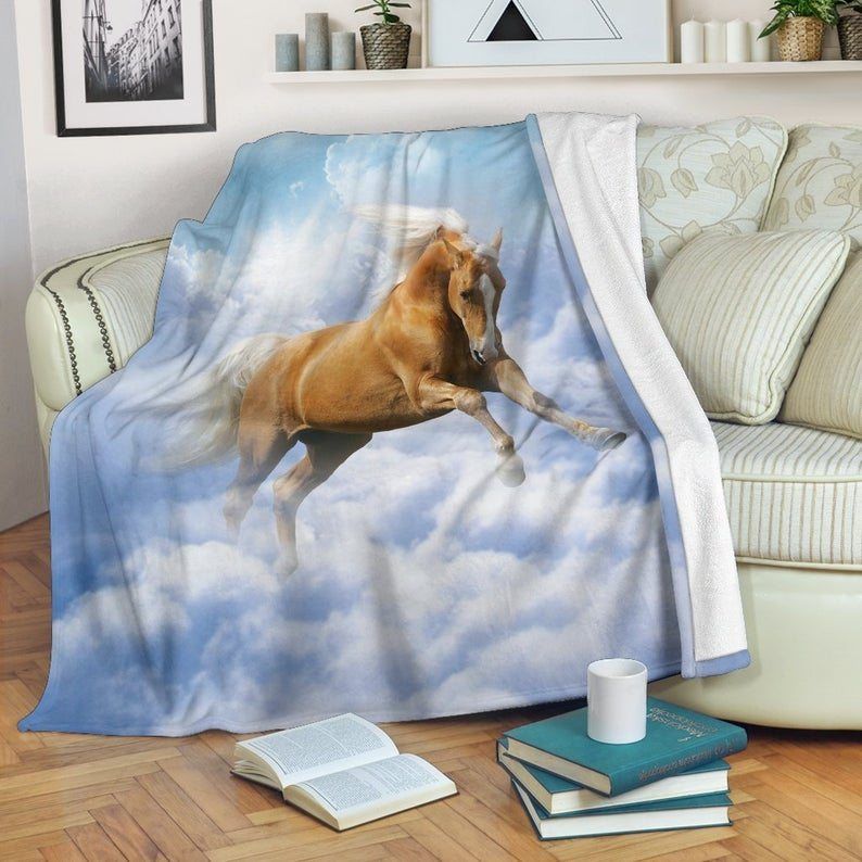 Palomino Horse In The Clouds Sherpa Fleece Blanket