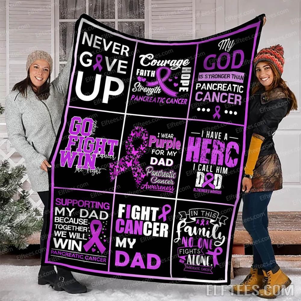 Pancreatic Cancer Fight Supporting My Dad Sherpa Fleece Blanket