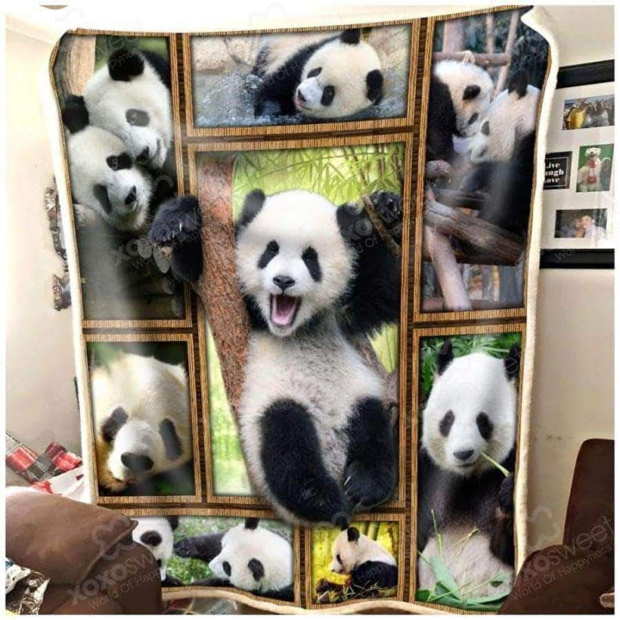 Panda Sherpa Fleece Blanket