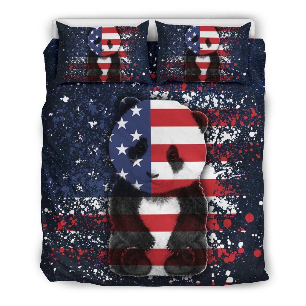 Panda American Flag Bedding Set