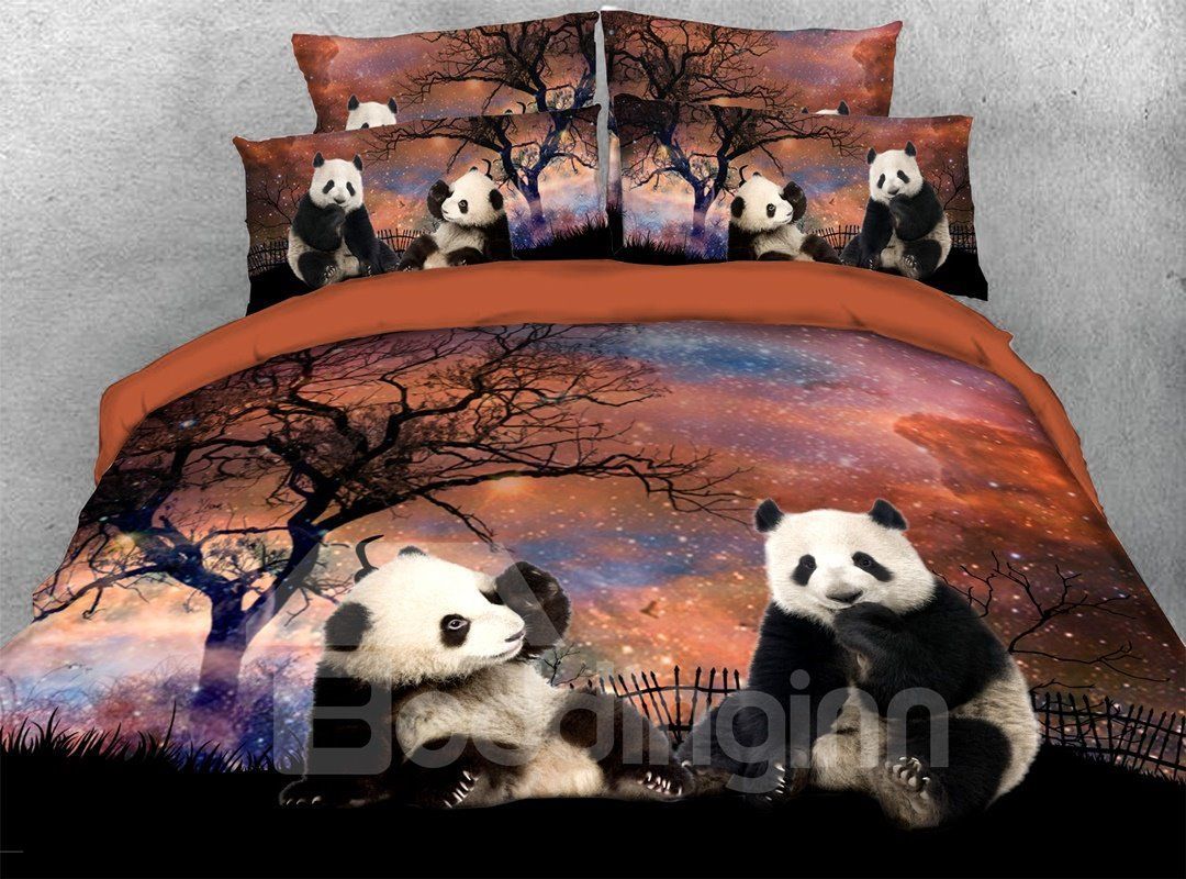Panda at Starry Night Bedding Set