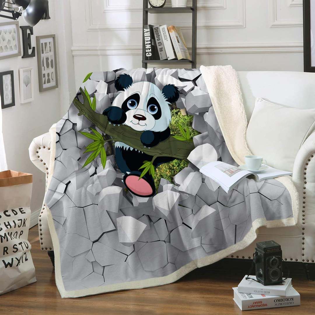 Panda Bamboo Sherpa Fleece Blanket