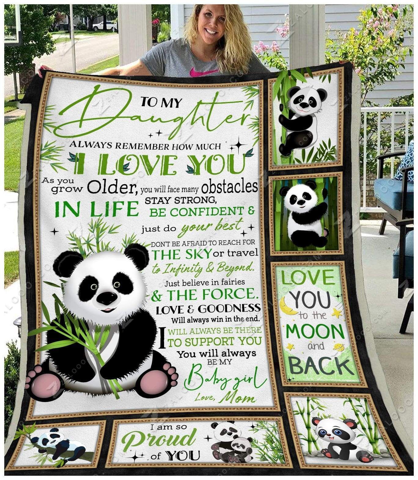 Panda Bear To My Daughter Be My Baby Girl Love Mom Sherpa Fleece Blanket