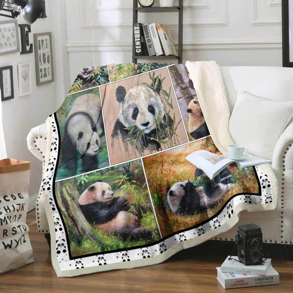 Panda Sherpa Fleece Blanket