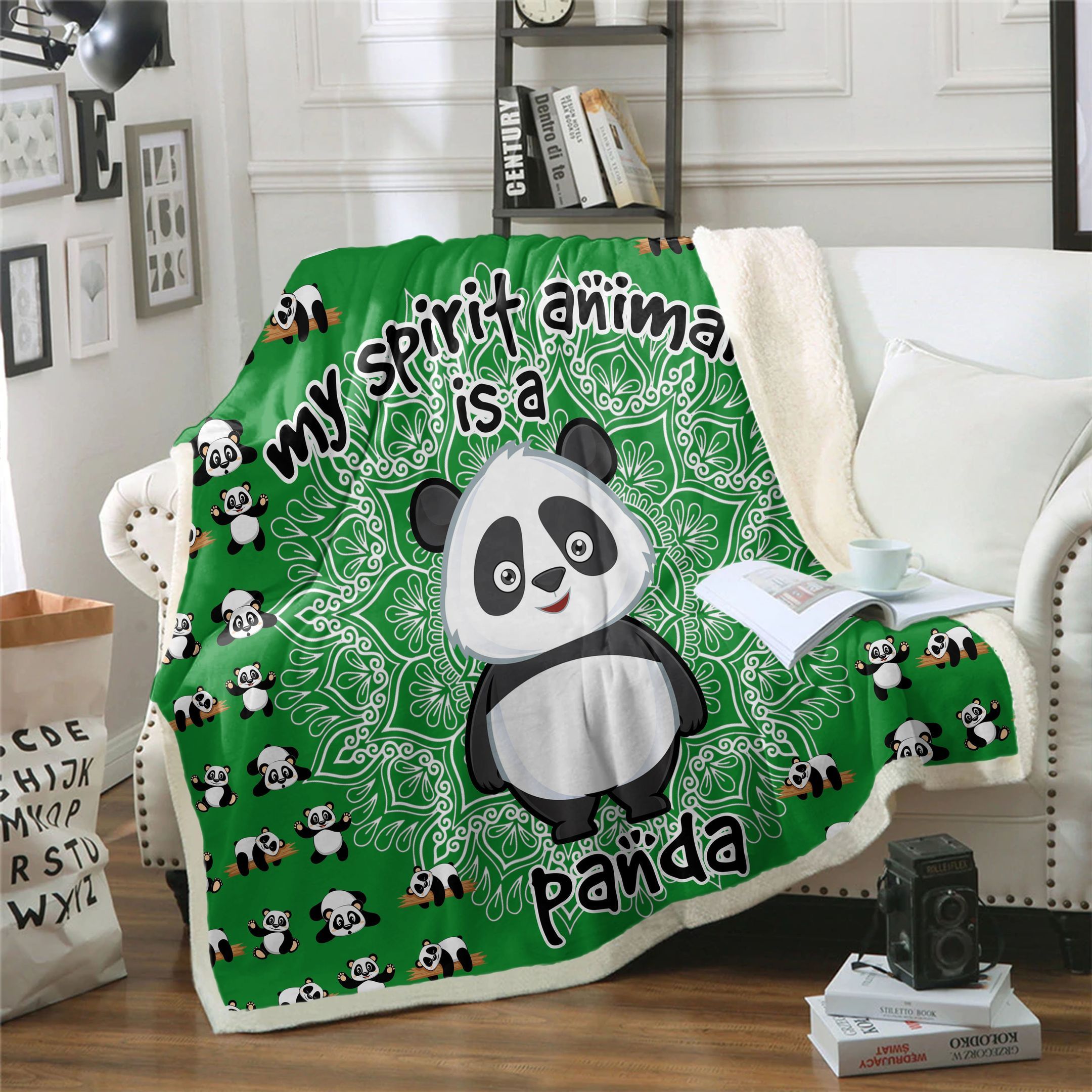Panda Sherpa Fleece Blanket