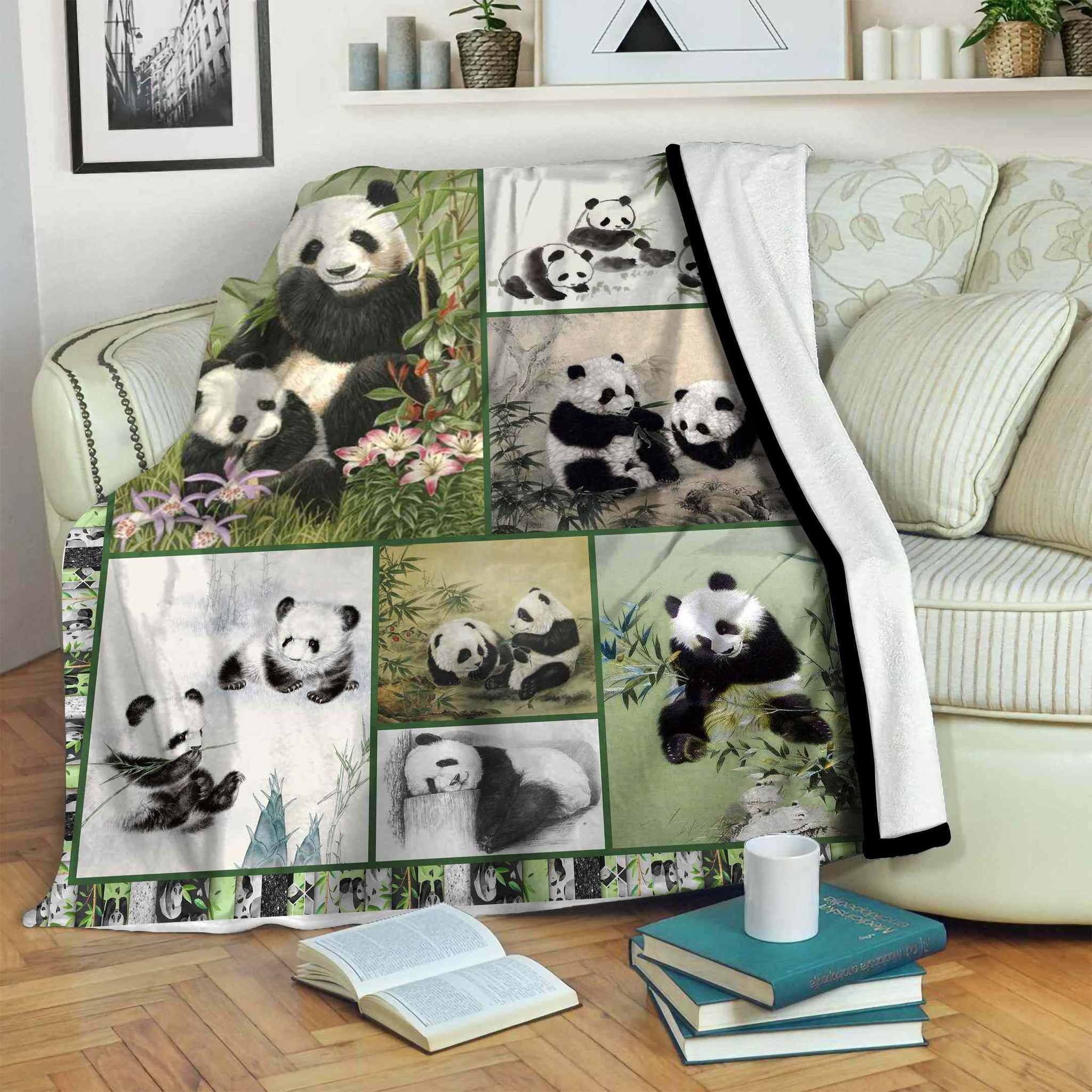 Panda Sherpa Fleece Blanket