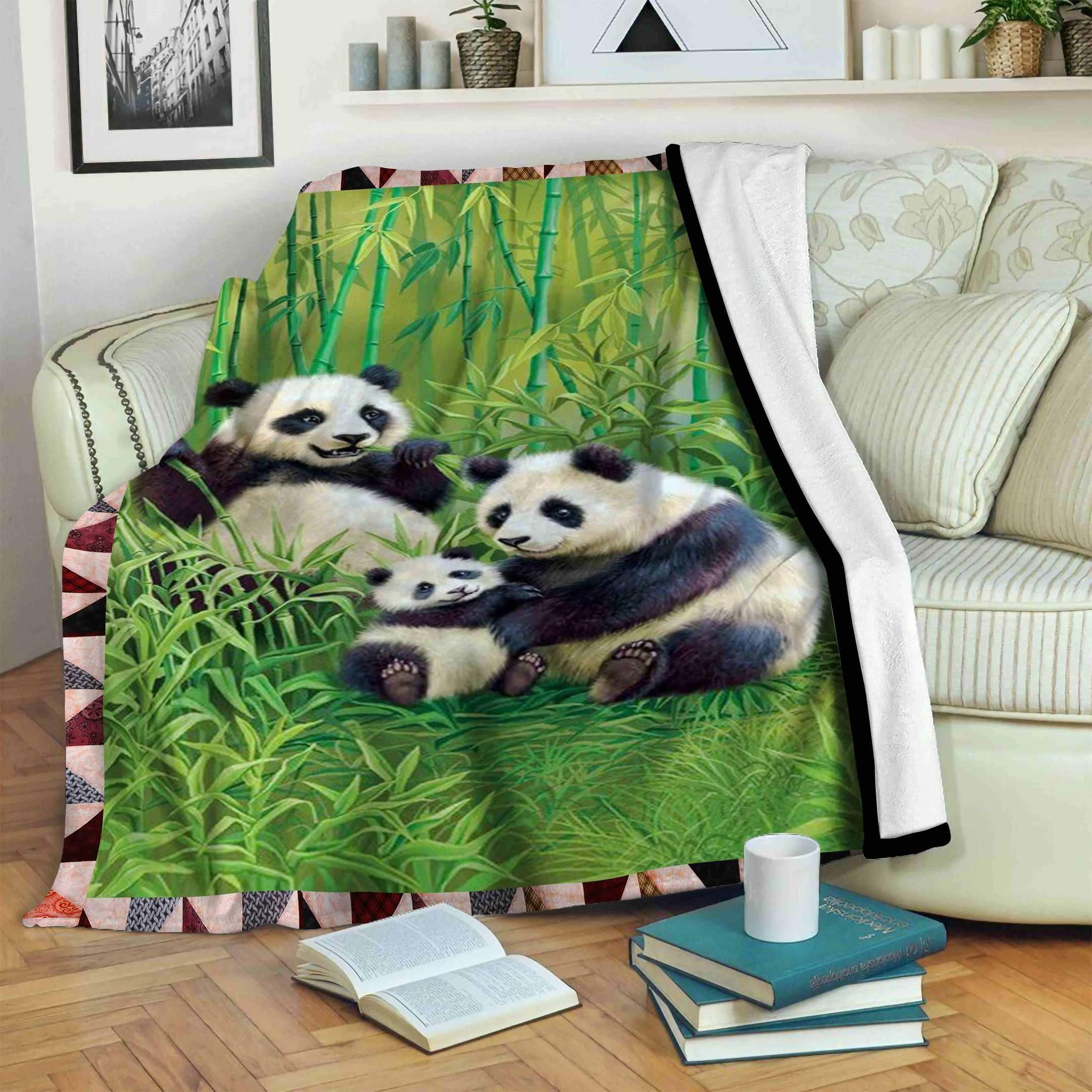 Panda Sherpa Fleece Blanket