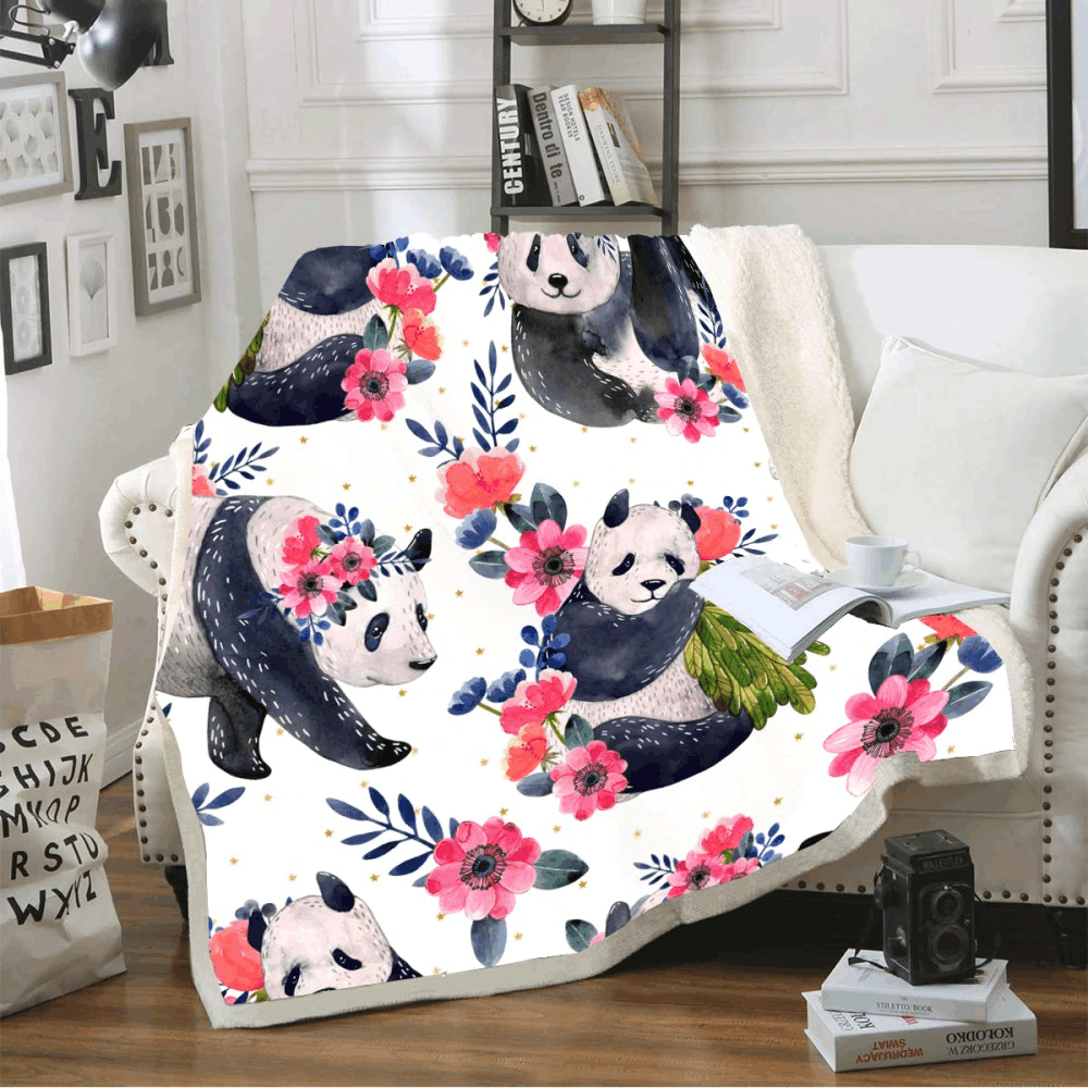 Panda Sherpa Fleece Blanket