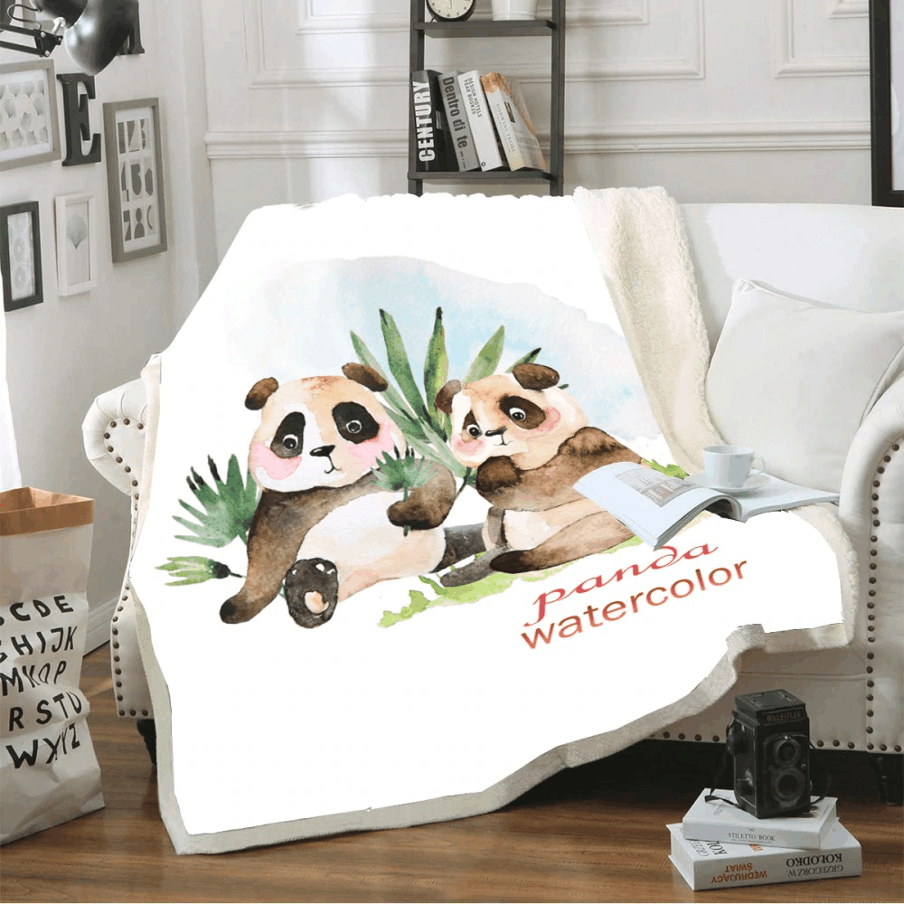 Panda Sherpa Fleece Blanket