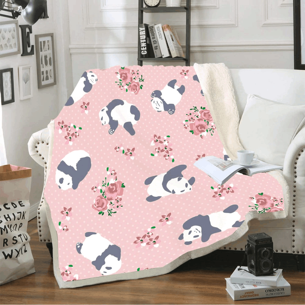 Panda Sherpa Fleece Blanket