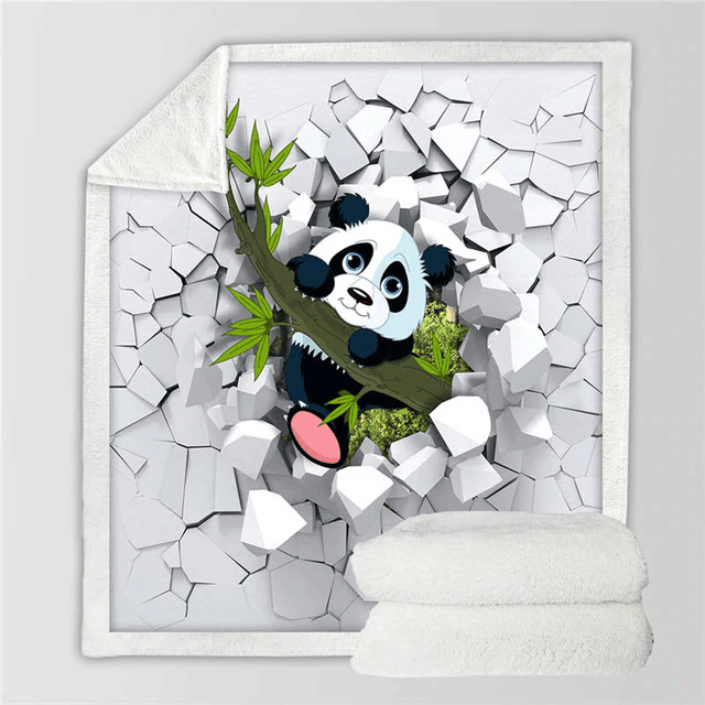 Panda Sherpa Fleece Blanket