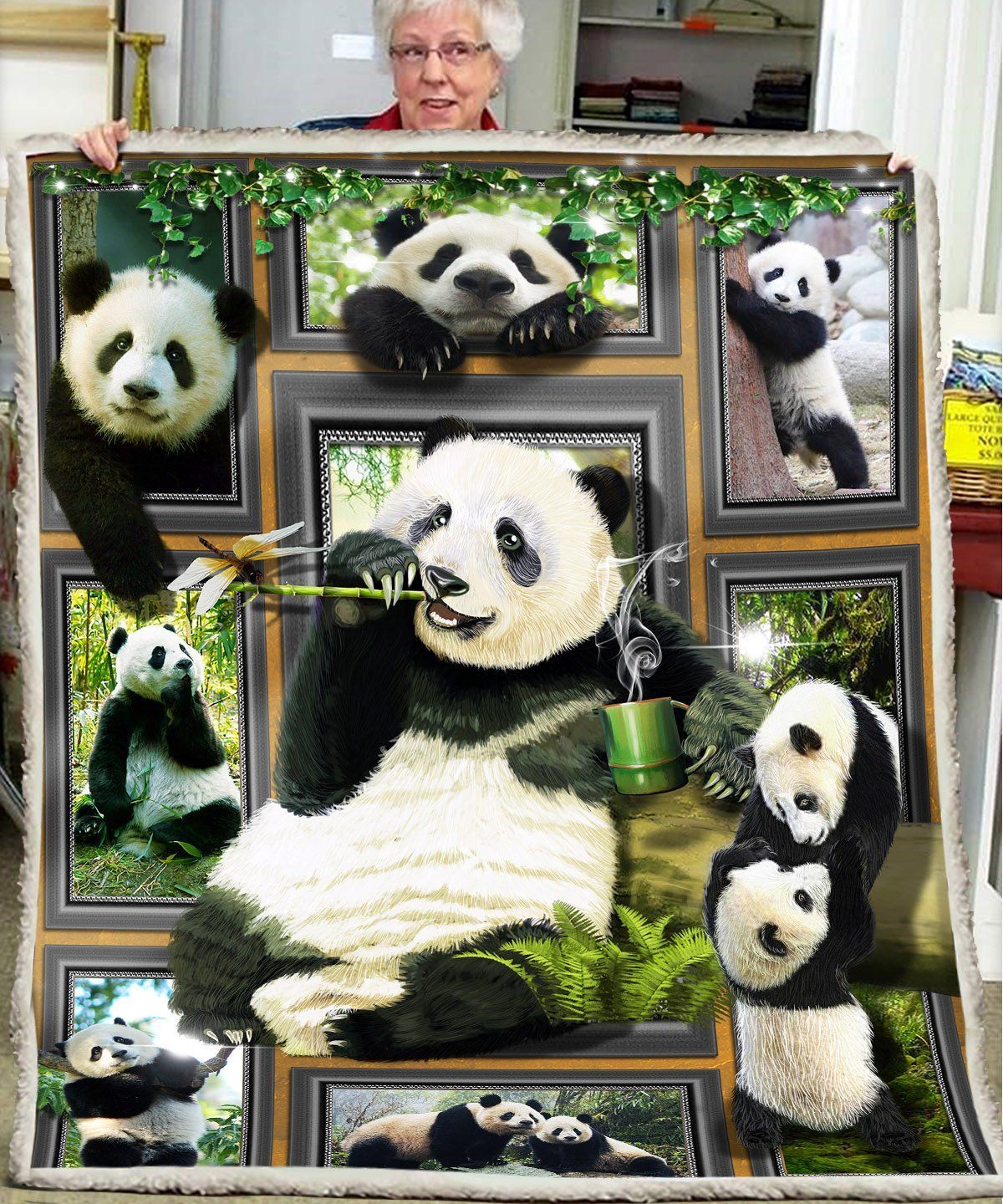 Panda Sherpa Fleece Blanket
