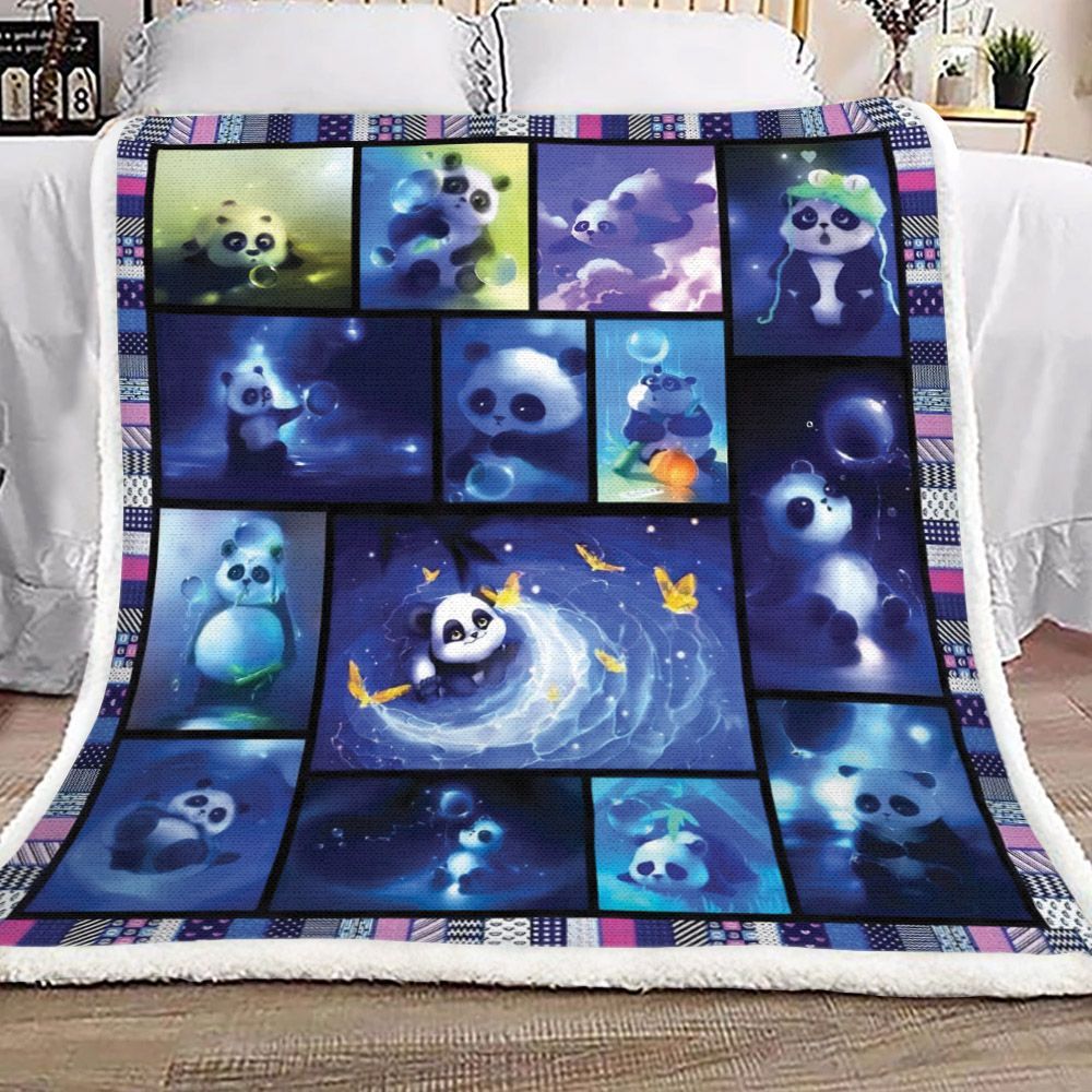 Panda Sherpa Fleece Blanket