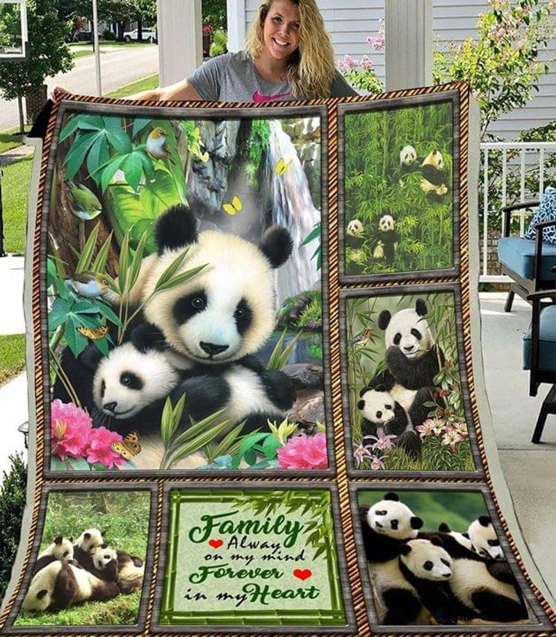 Panda Family Sherpa Fleece Blanket