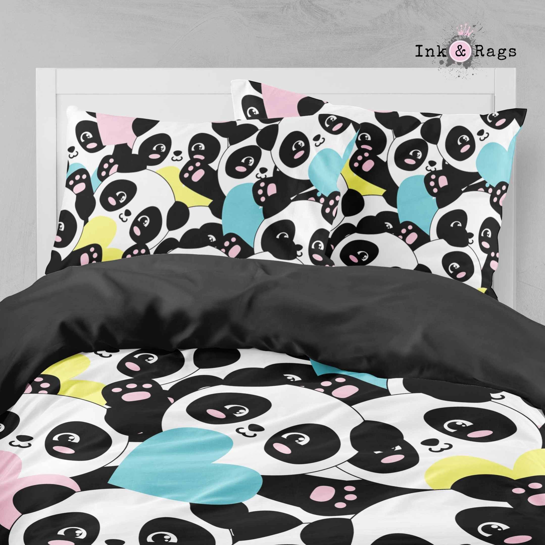 Panda Hearts Big Kids Bedding Set