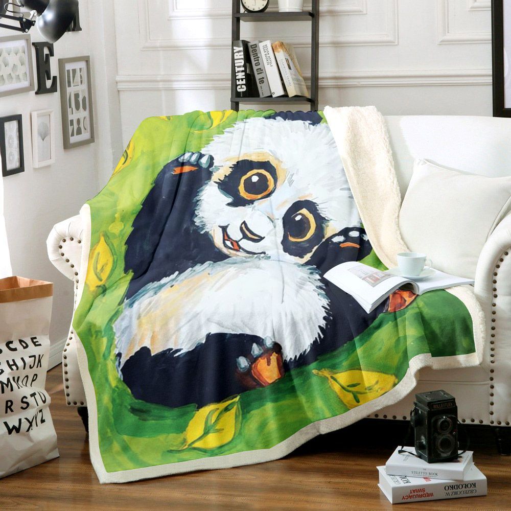 Panda Sherpa Fleece Blanket