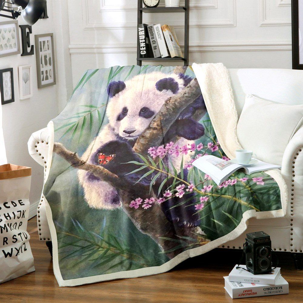 Panda Sherpa Fleece Blanket