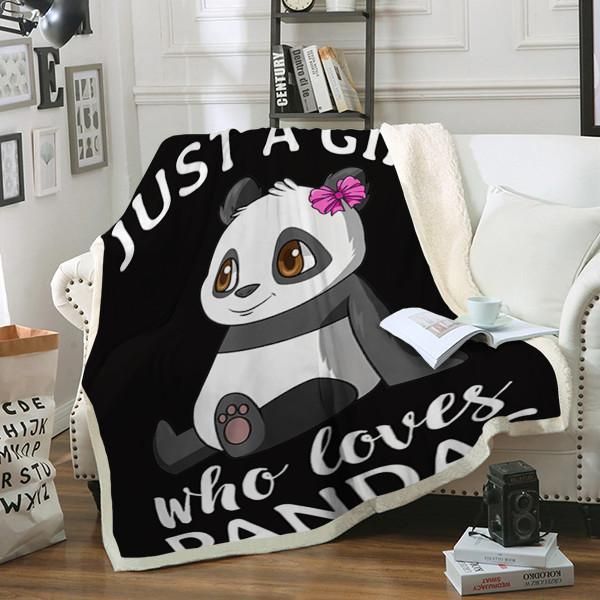 Panda Just A Girl Sherpa Fleece Blanket