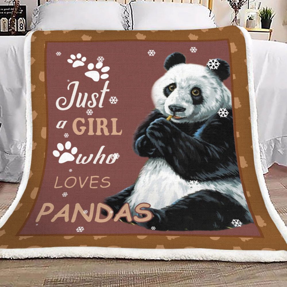 Panda Just A Girl Who Loves Pandas Sherpa Fleece Blanket