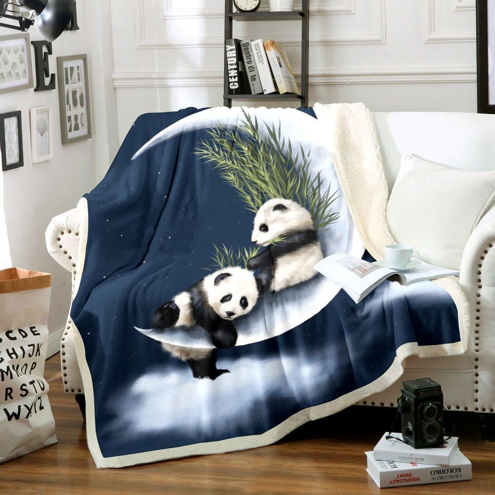 Panda Moon Sherpa Fleece Blanket