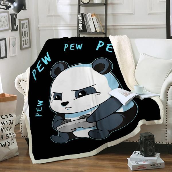 Panda Pew Sherpa Fleece Blanket