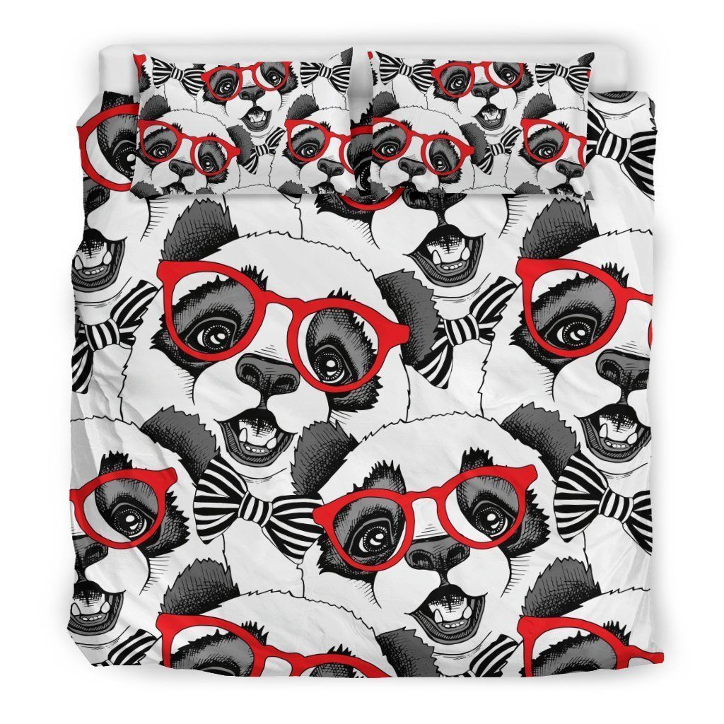 Panda Red Glasses Bedding Set