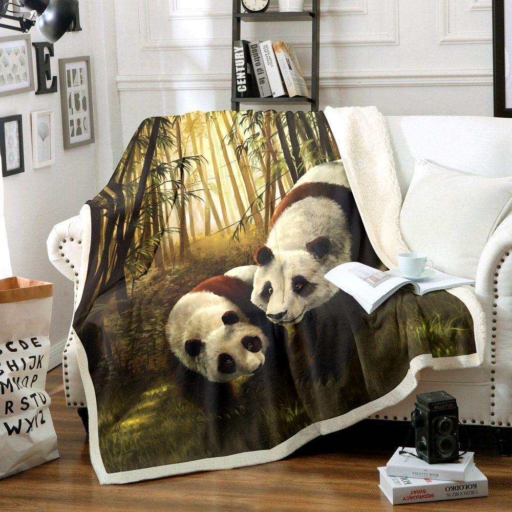 Panda Sherpa Fleece Blanket