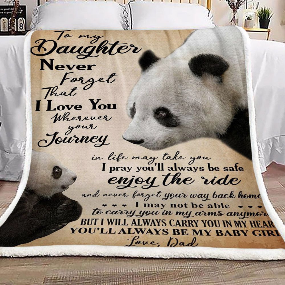 Panda To My Daughter Love Dad Sherpa Fleece Blanket