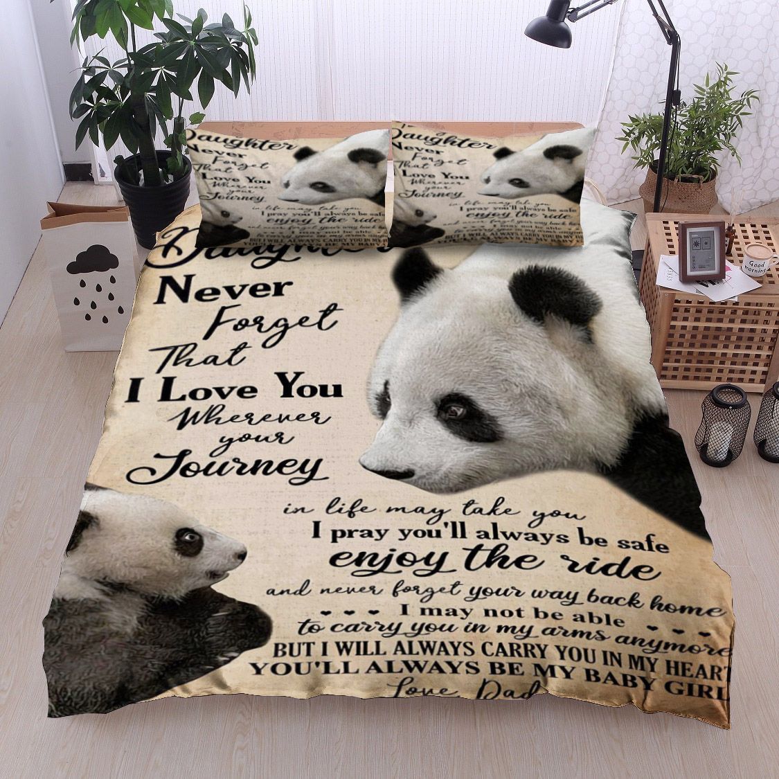 Panda To My Daughter Love Dad Bedding Set