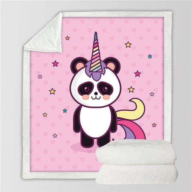 Panda Unicorn Sherpa Fleece Blanket