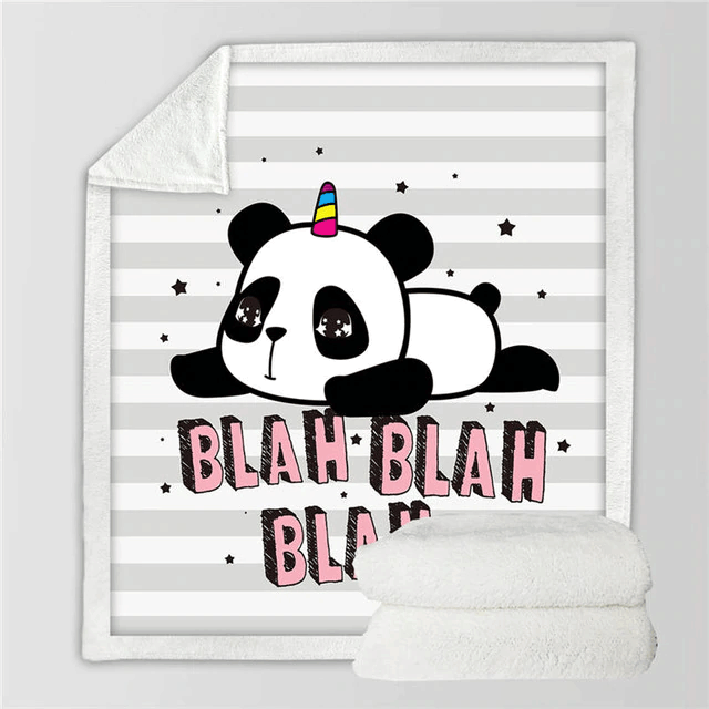 Panda Unicorn Sherpa Fleece Blanket