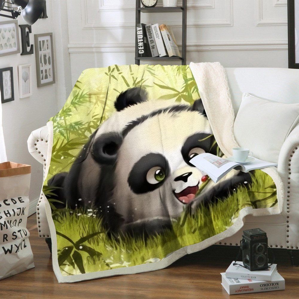 Panda Sherpa Fleece Blanket