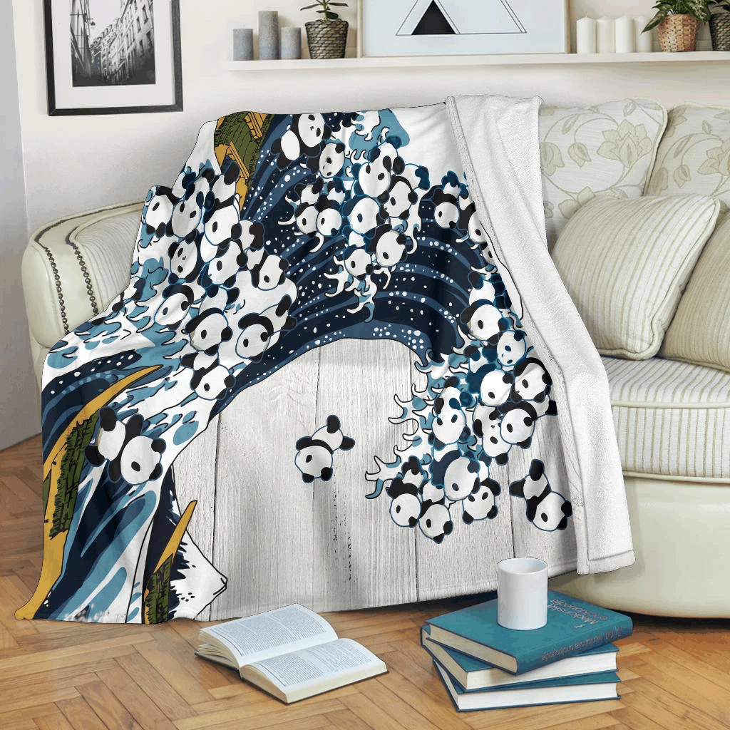 Panda Waves Sherpa Fleece Blanket