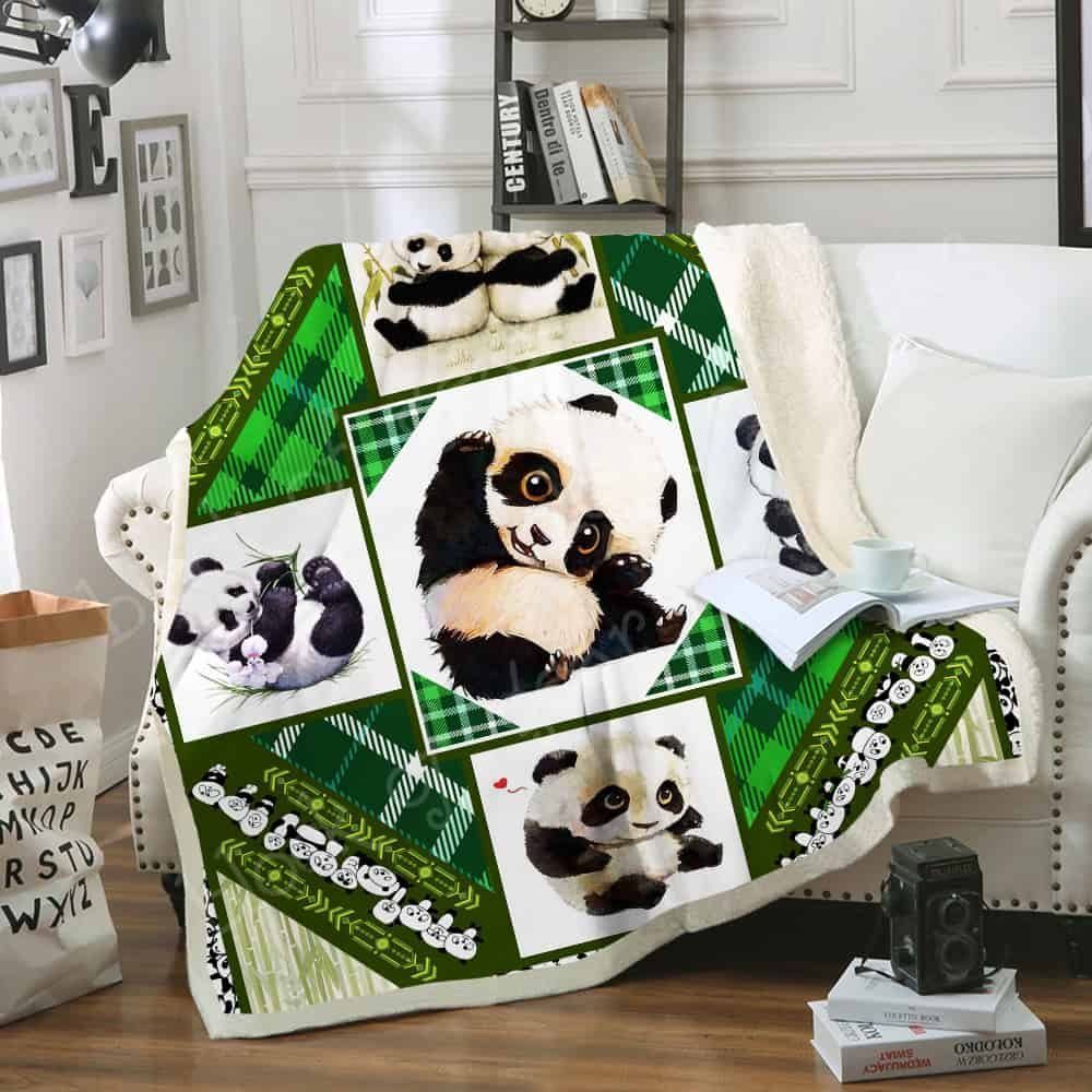 Pandas Sherpa Fleece Blanket